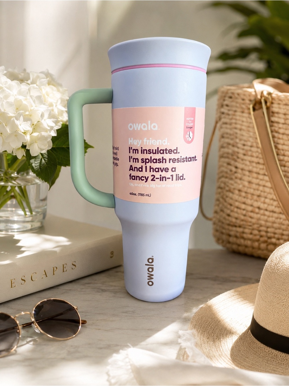 Owala Insulated Travel Mug - Pastel Blue & Mint Handle